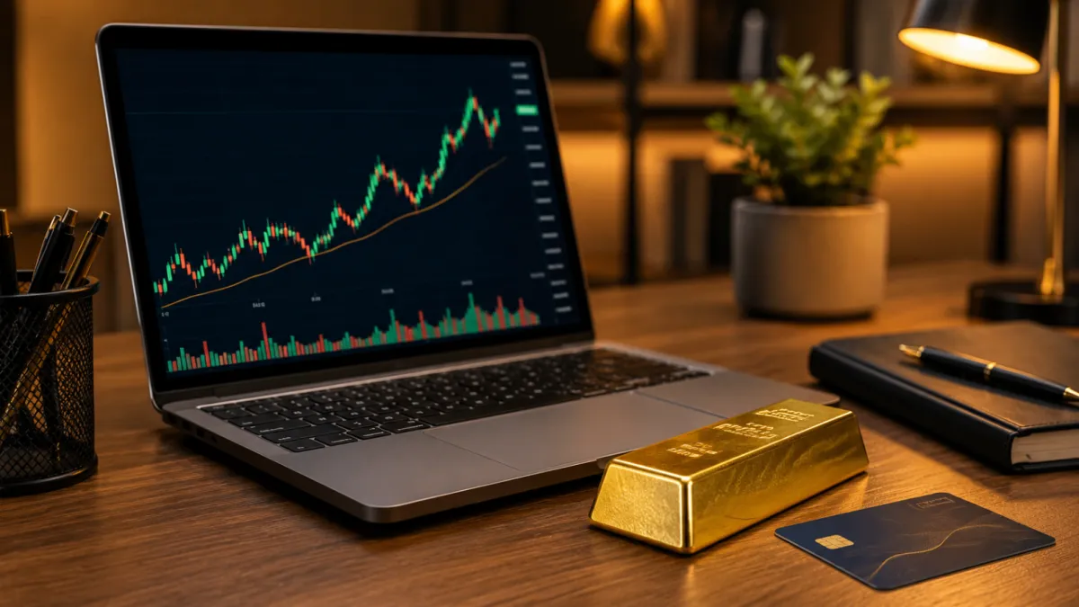 Stock trading screen showing a gold ETF ticker