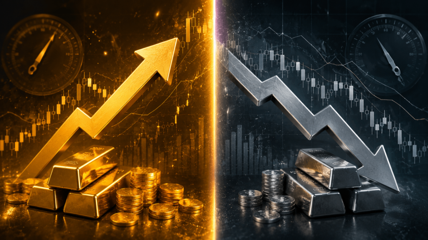 Gold arrows pointing up and down representing rising or falling prices